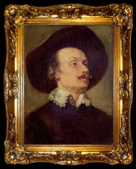 framed  Anthony Van Dyck Bildnis des Schlachtenmalers Pieter Snayers, ta009-2
